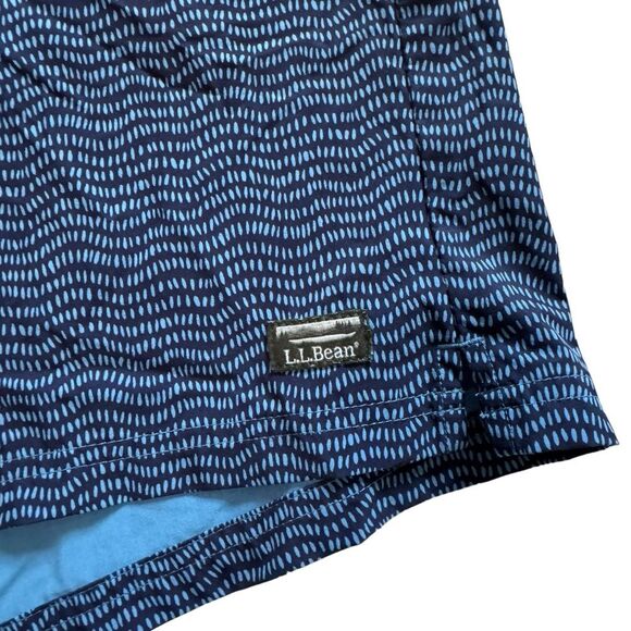 L.L. Bean Men's Blue Navy Blue Stripe Drawstring Lined 5" Swim Shorts Sz XL - Picture 3 of 6